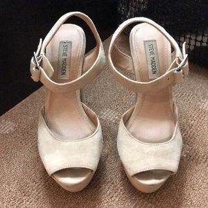 Faux suede platform heels